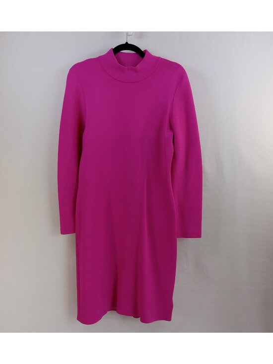 MICHAEL Michael Kors Dresses & Skirts - Michael Kors Women's Magenta Mock Neck Knit Sheath Dress Hot Pink LARGE Stretch